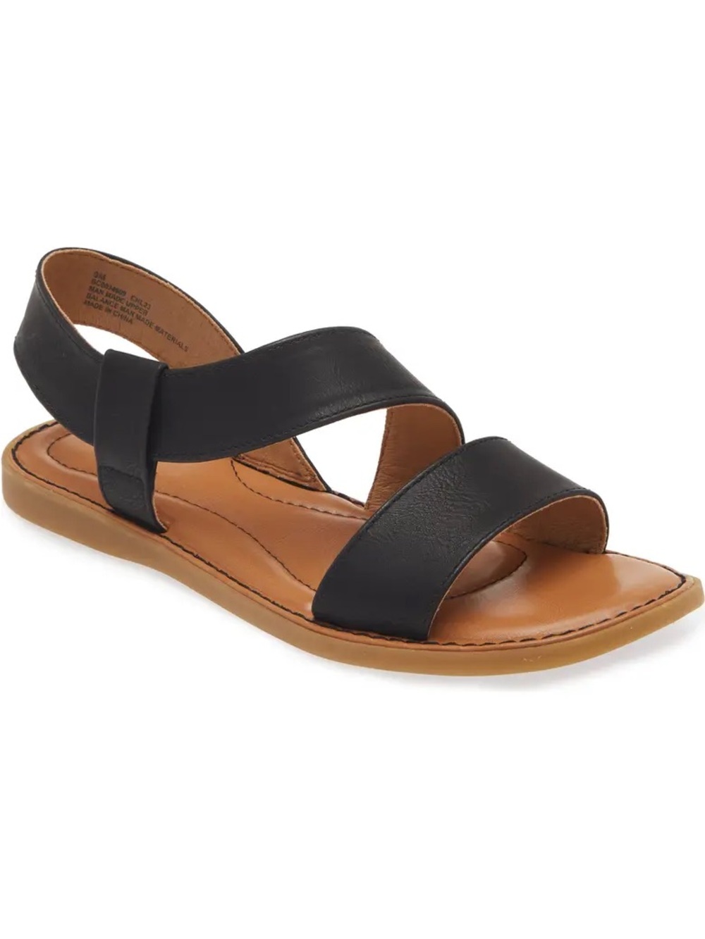 boc Black Two-Band Slingback Sandal with Tan Footbed